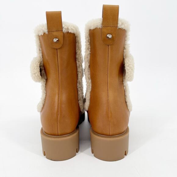 Christian Louboutin Tan Beige CL Chelsea Booty Lug Shearling Ankle Boots EU 39.5 - Picture 9 of 14